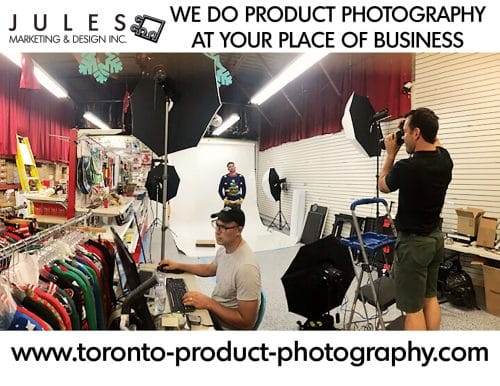 Customers helping out with this on-location product photography studio project