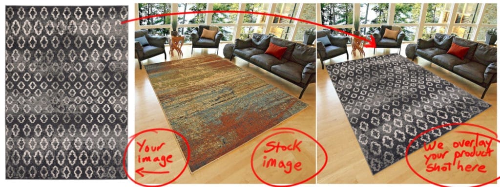 Overlay Carpet Photography to make a lifestyle image 