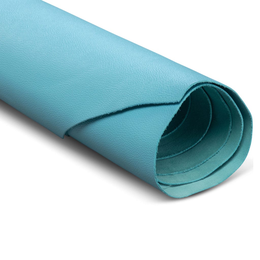 Cyan Blue Leather Swatch Fabric Product Photo