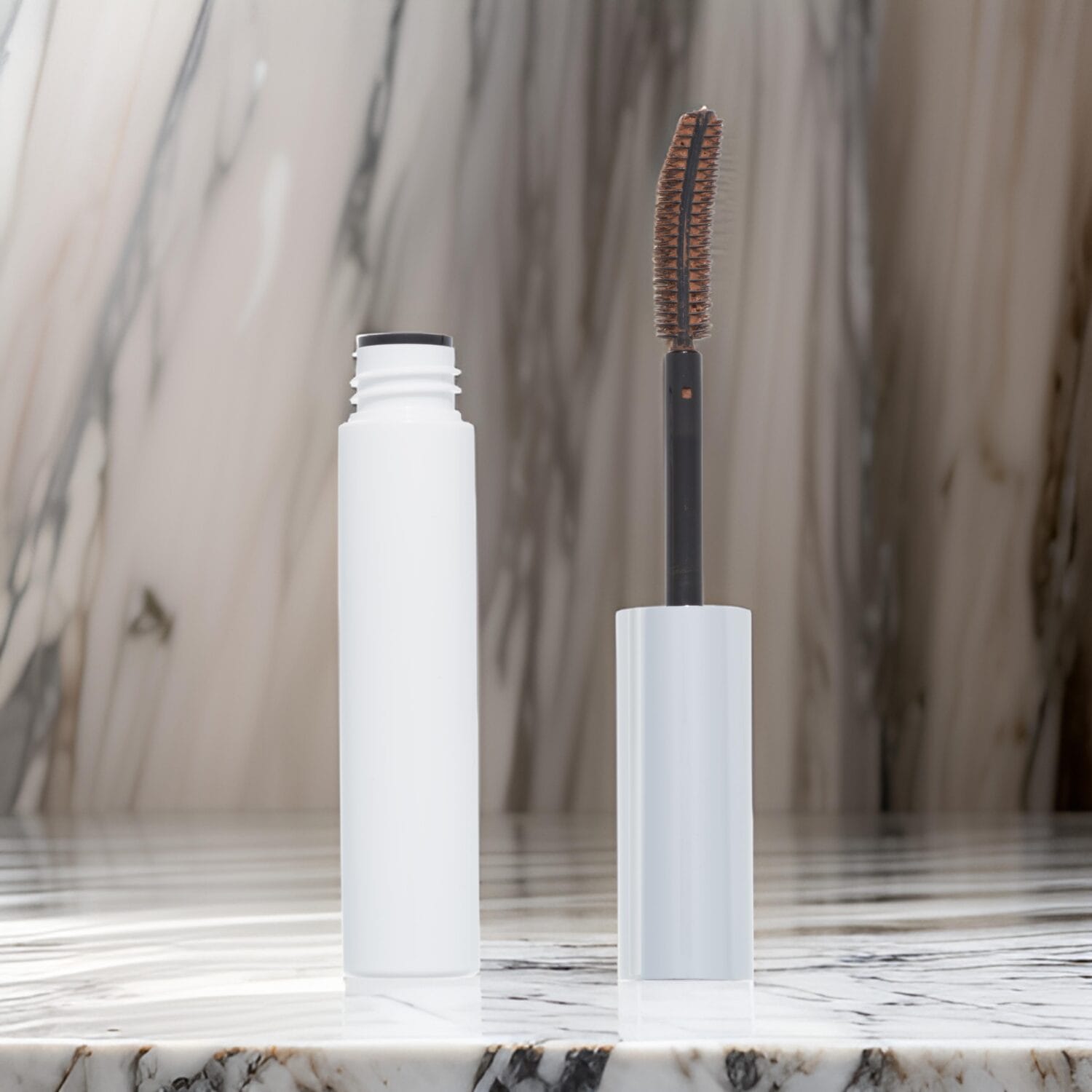 AI Eyelash Cosmetic Lifestyle Product Photography on Marble