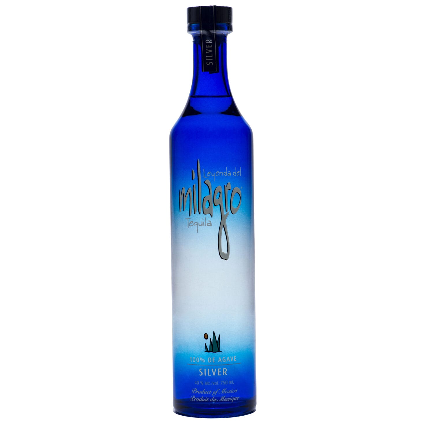 All rights reserved Milagro Silver Tequila on white background – high-resolution image for liquor board submission and merchandising