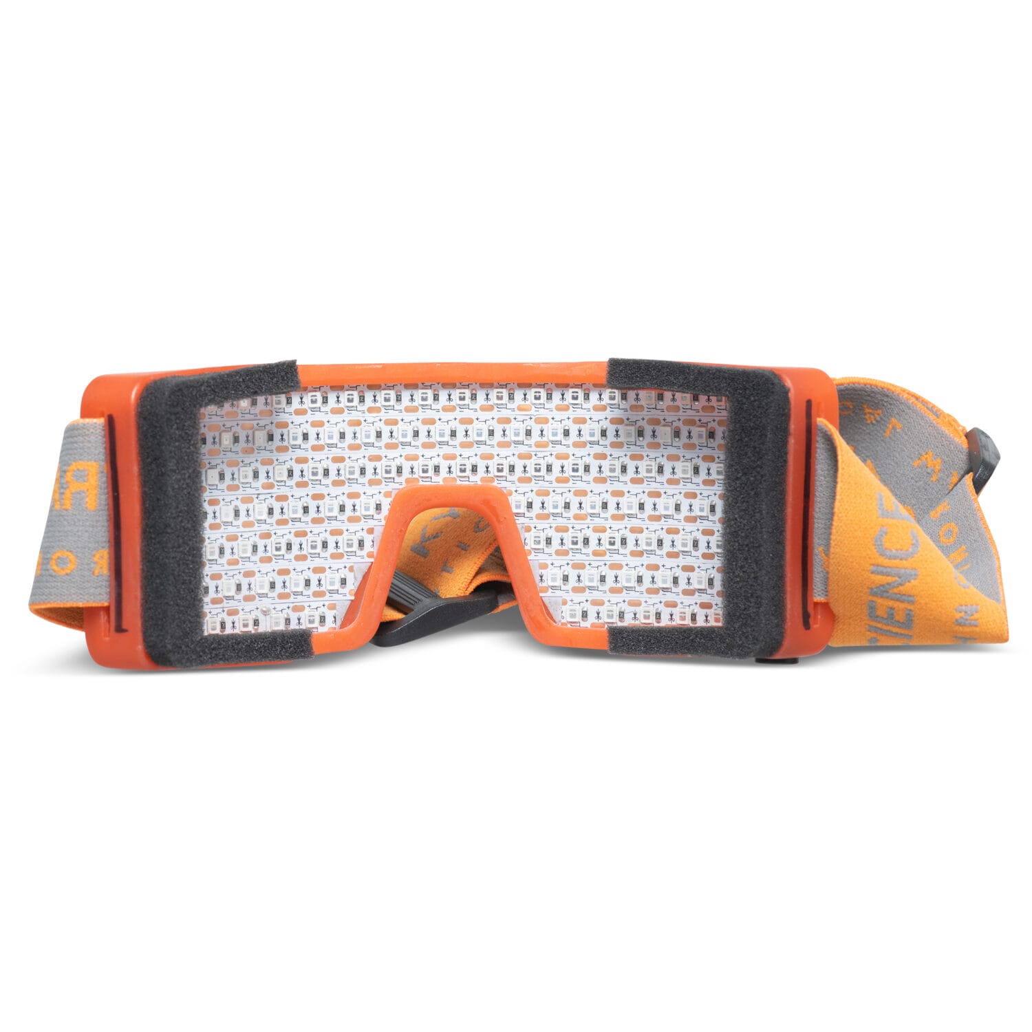 Back view of red light therapy goggles with LEDs off — Toronto Amazon product photo by Jules Design, specializing in e-commerce photography.