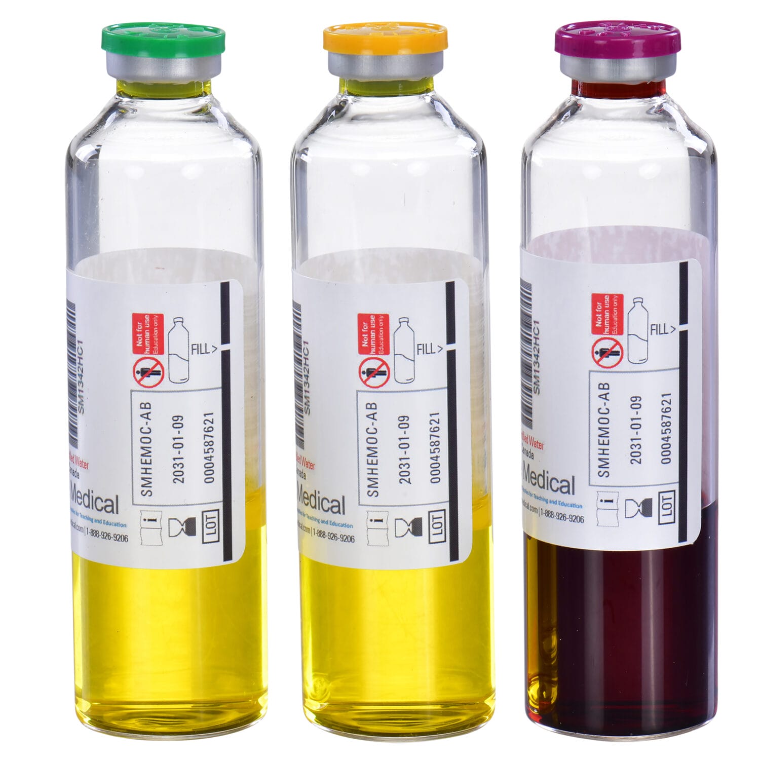 Sterile hemoculture vials with color-coded caps for laboratory diagnostics – Toronto medical product photography for healthcare marketing and ecommerce