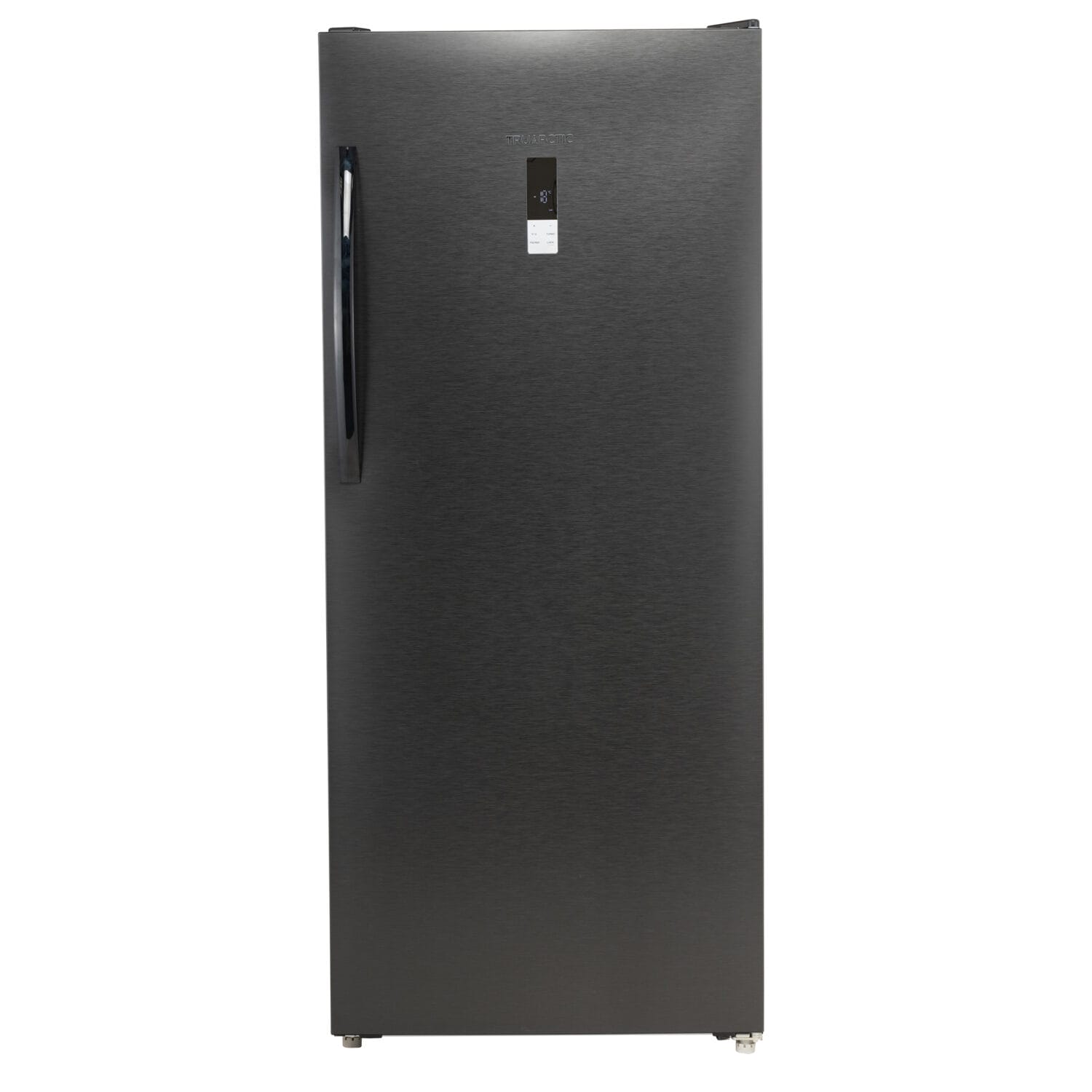 TRUARCTIC upright black freezer closed – retail product photography for Oakville and Toronto-based appliance brands