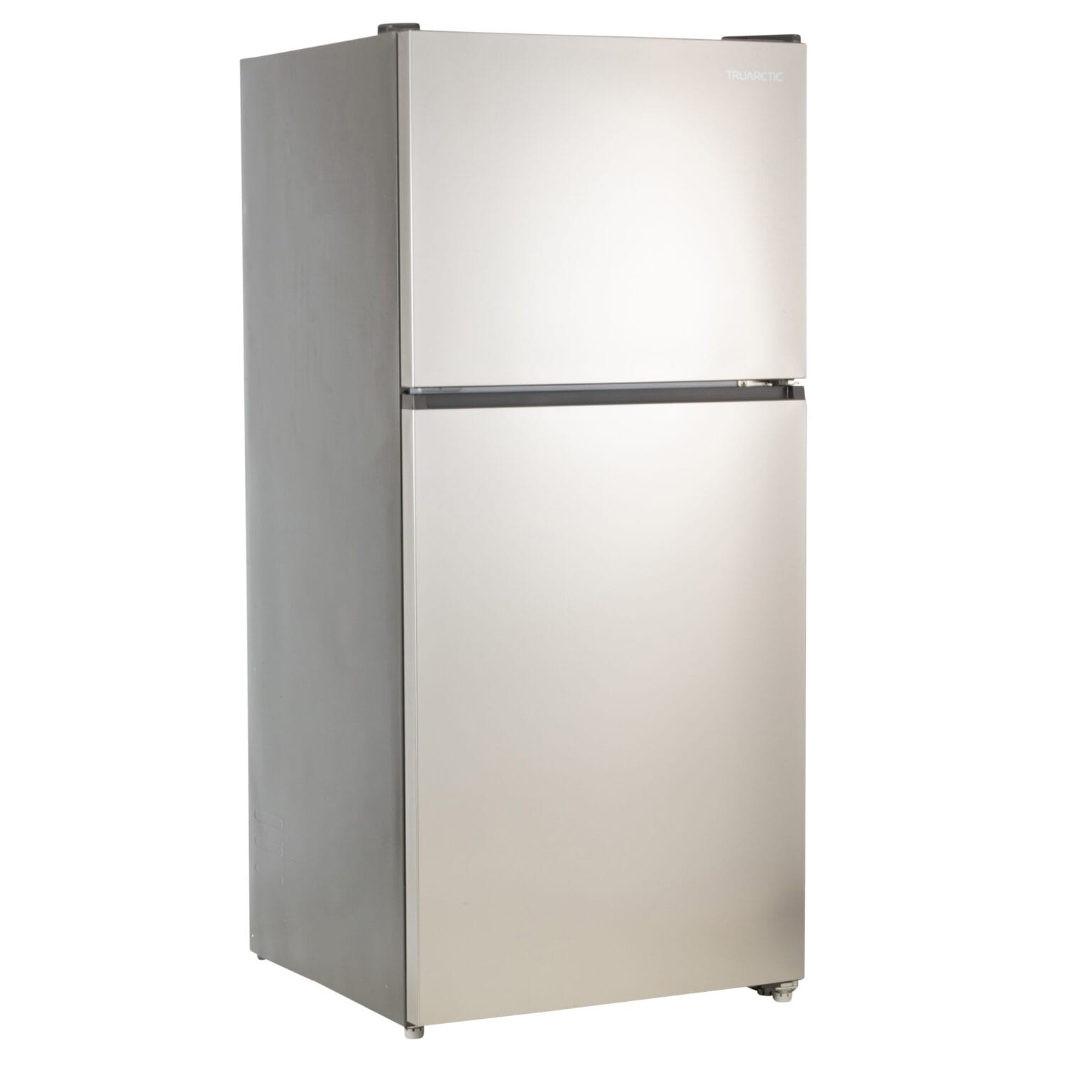Angled product shot of TRUARCTIC top-freezer fridge – captured at Jules Design’s Toronto commercial photography studio for GTA eCommerce retailers and catalog use.