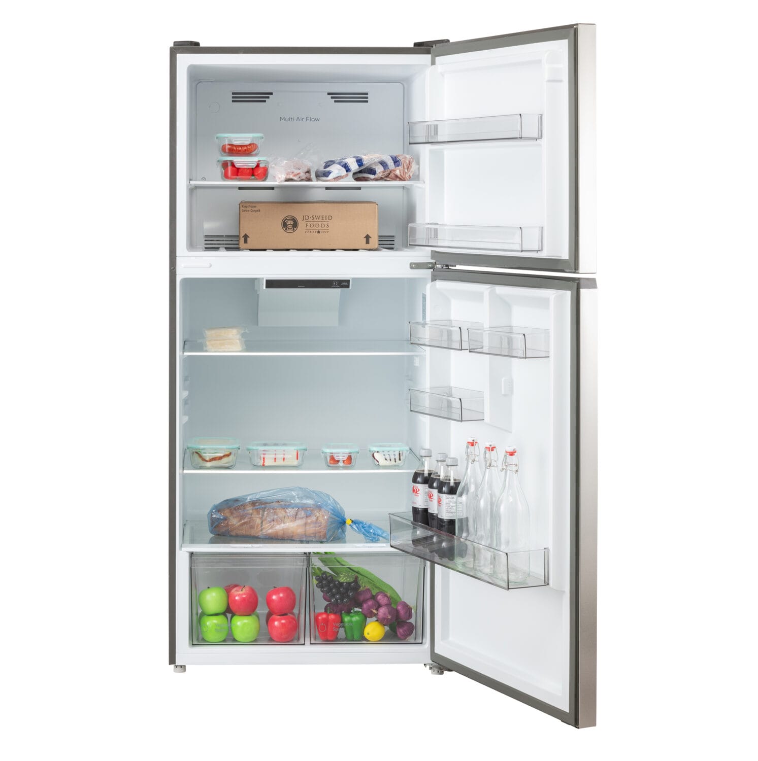 Lifestyle product photo of TRUARCTIC refrigerator with food props – shot at Jules Design Toronto studio for GS1 food-service and appliance marketing in North York and Etobicoke.