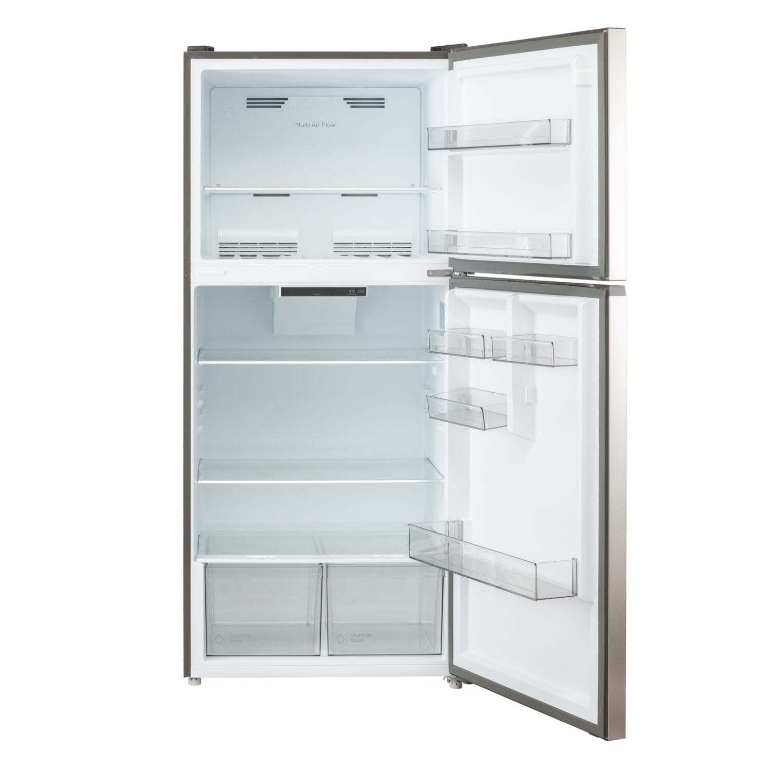 Open stainless steel TRUARCTIC fridge photographed at Jules Design Toronto furniture photography studio – GS1-compliant product photo for Mississauga, Brampton, Vaughan, and Scarborough retailers.